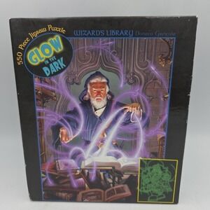 Wizards Library - 550 Piece Glow-In-The-Dark Ceaco Jigsaw Puzzle 2004 18"x24"